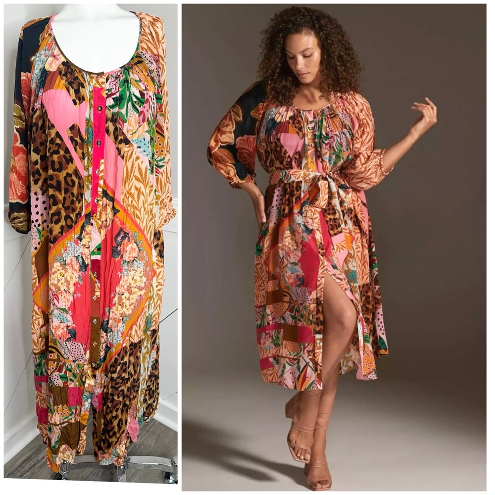 ANTHROPOLOGIE GEISHA DESIGN BOLD COLORFUL DRESS- PRELOVED- SIZE MEDIUM